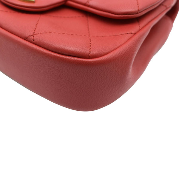 CHANEL Mini In The Loop Quilted  Leather Shoulder Bag Red