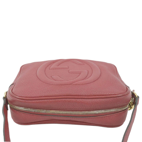 GUCCI Soho Disco Pebbled Leather Crossbody Bag Red 308364