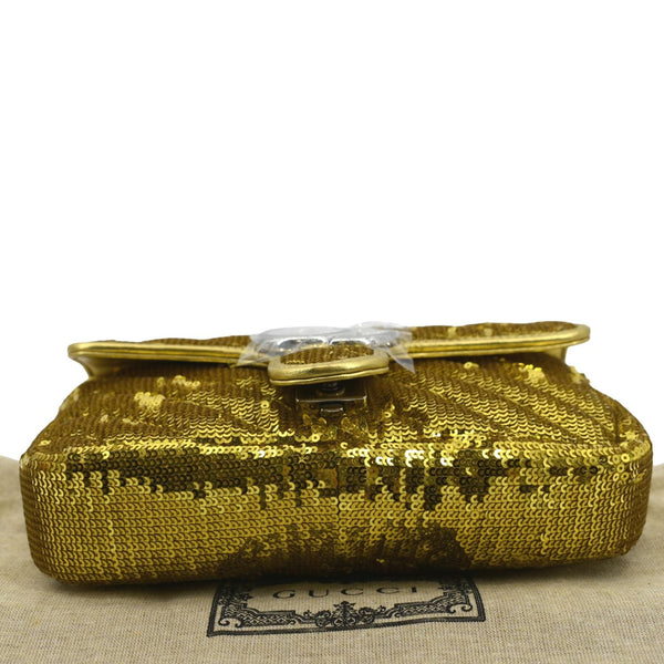 Gucci GG Mini Marmont Sequin Shoulder Bag Gold - Bottom