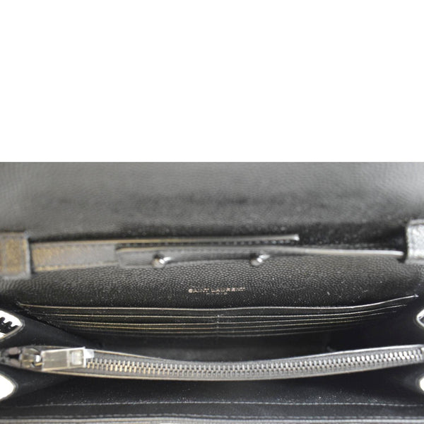 YVES SAINT LAURENT Cassandre Chain Wallet Leather Crossbody Bag Black