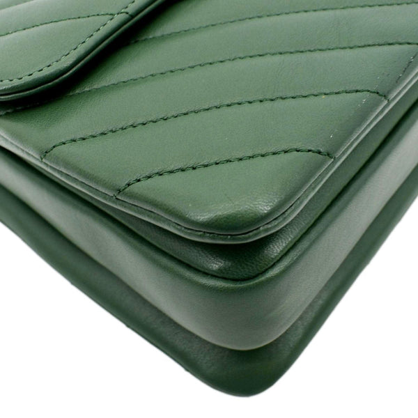 CHANEL Trendy CC Chevron Top Handle Flap Shoulder Bag Green
