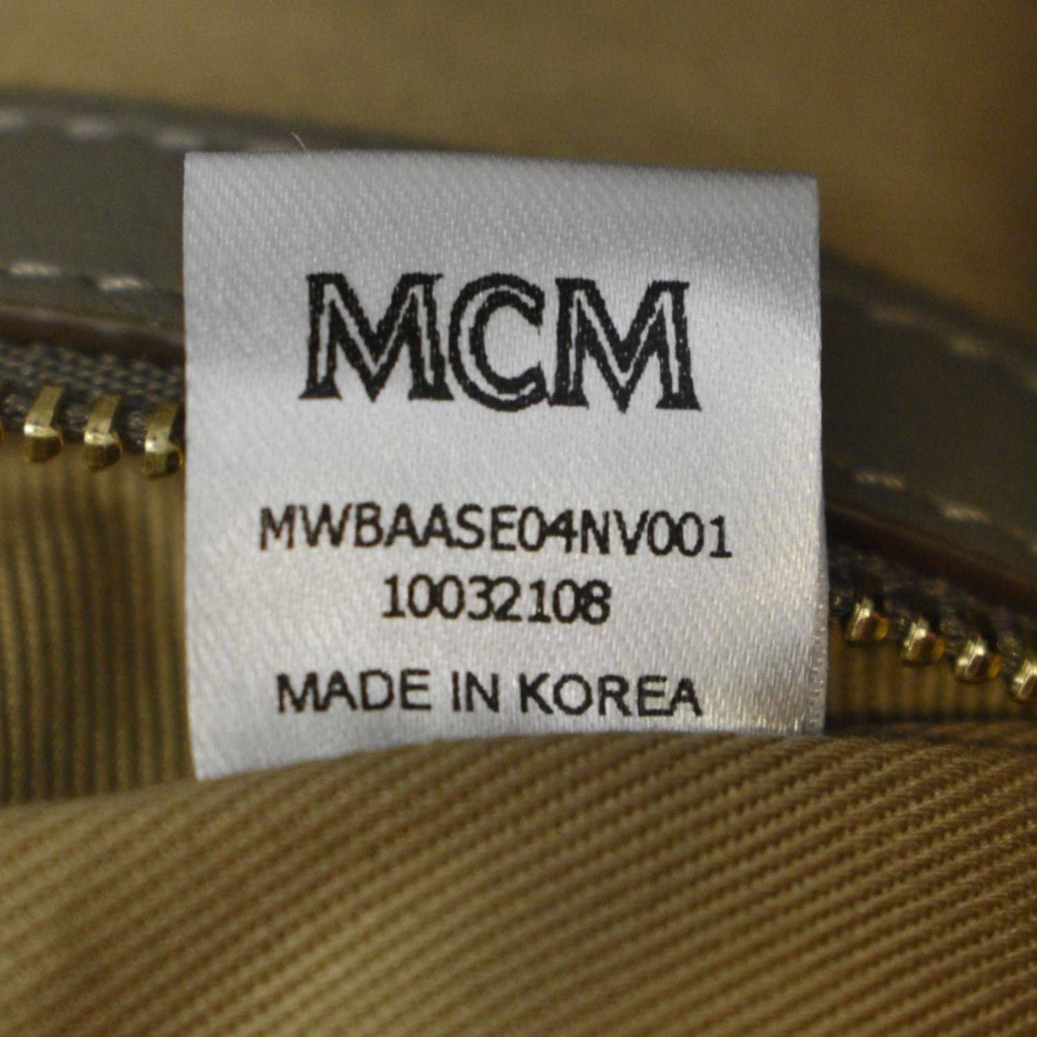 MCM Visetos Essential Leather Boston Bag Taupe