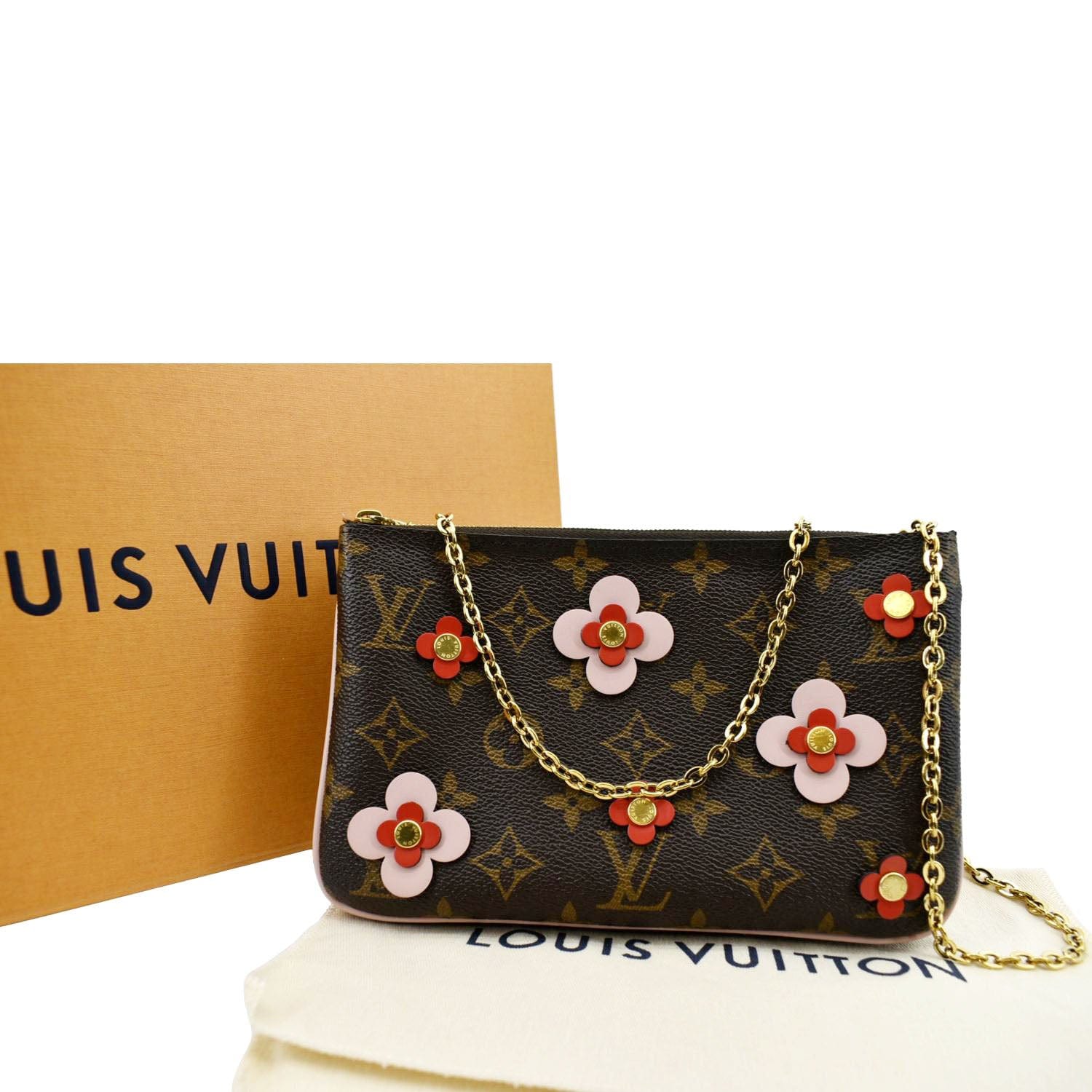Louis Vuitton Pochette Double Zip Monogram Blooming Flowers Brown