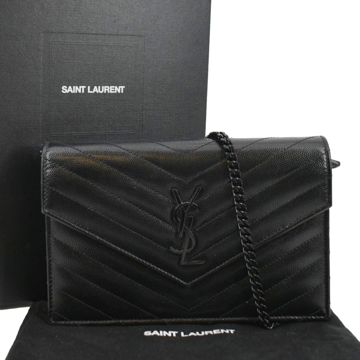 Saint Laurent YSL College Monogram Calfskin Medium Black Gold Crossbody Bag  | eBay