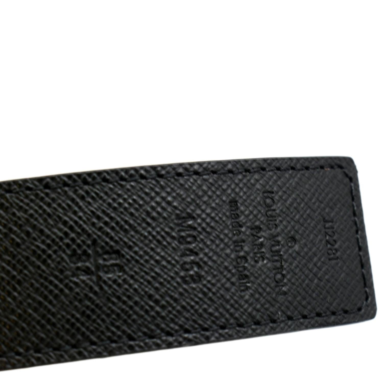 LOUIS VUITTON M9151 LV Logo 85 34 Inch Leather Belt Black Brown