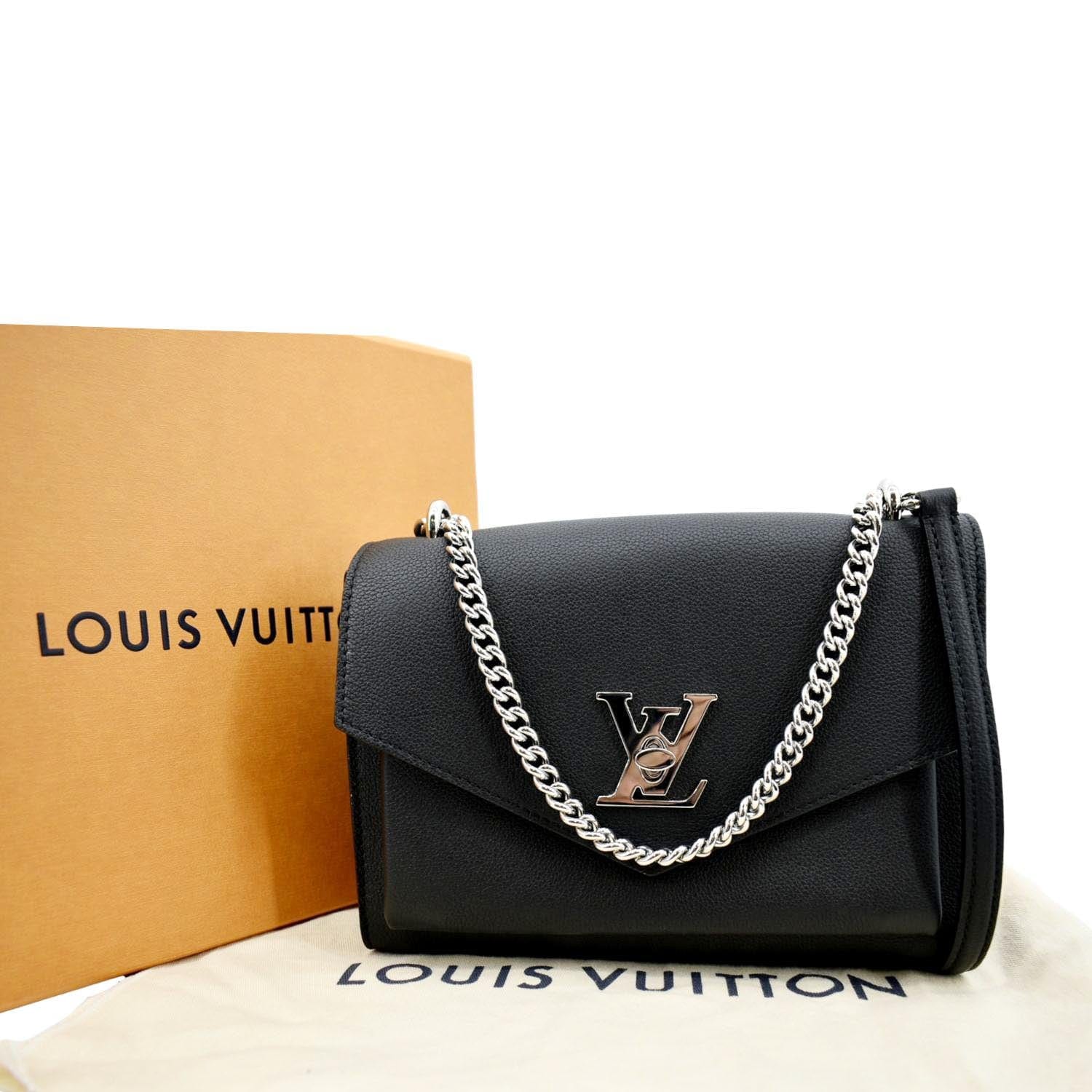 louis vuitton black bag with silver chain