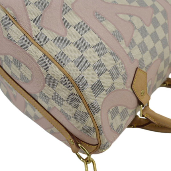 LOUIS VUITTON Tahitienne Speedy 30 Damier Azur Satchel Bag Rose Ballerine