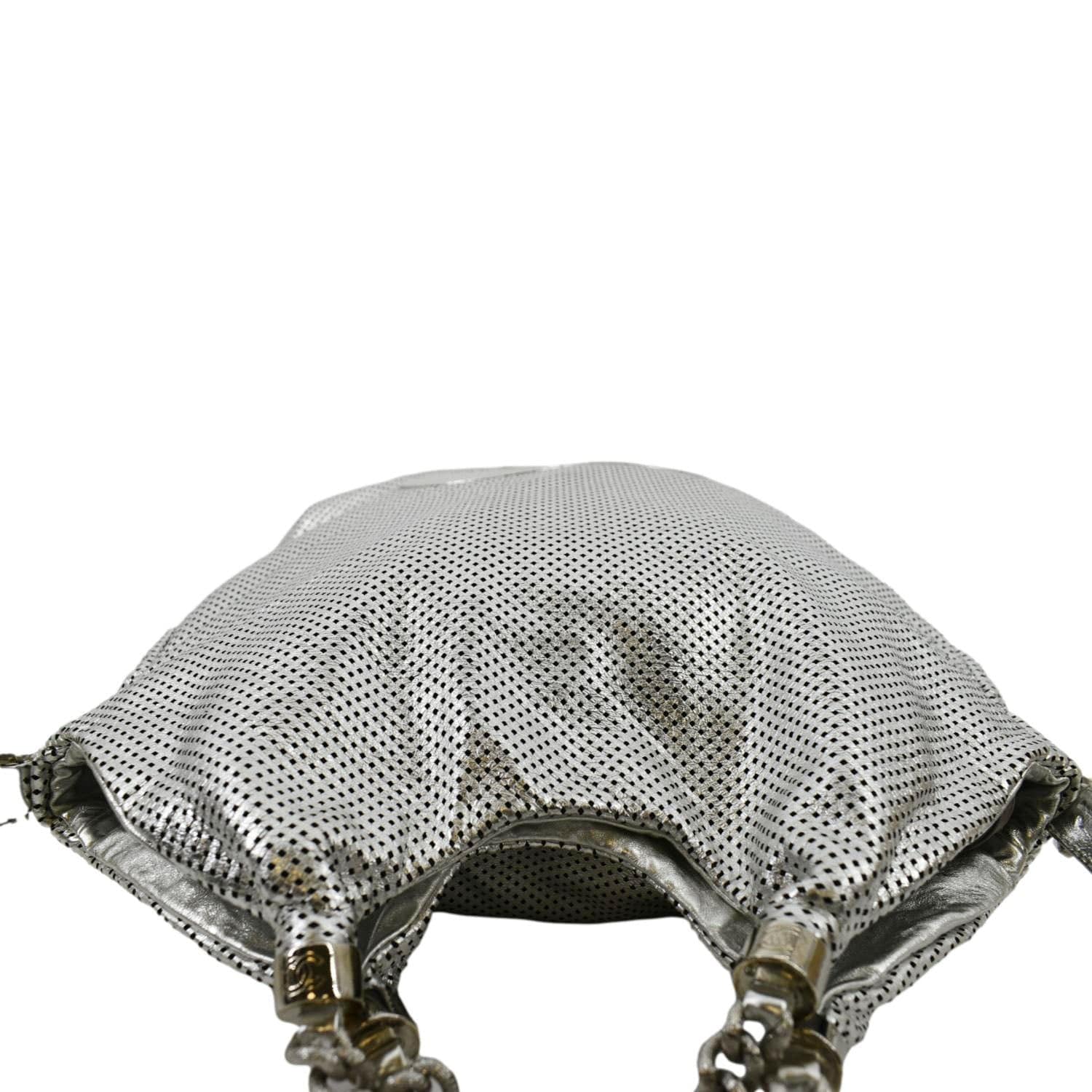 Women’s Designer CHANEL Rodeo Drive Fab Silver Perforated Leather Large  Hobo Bag