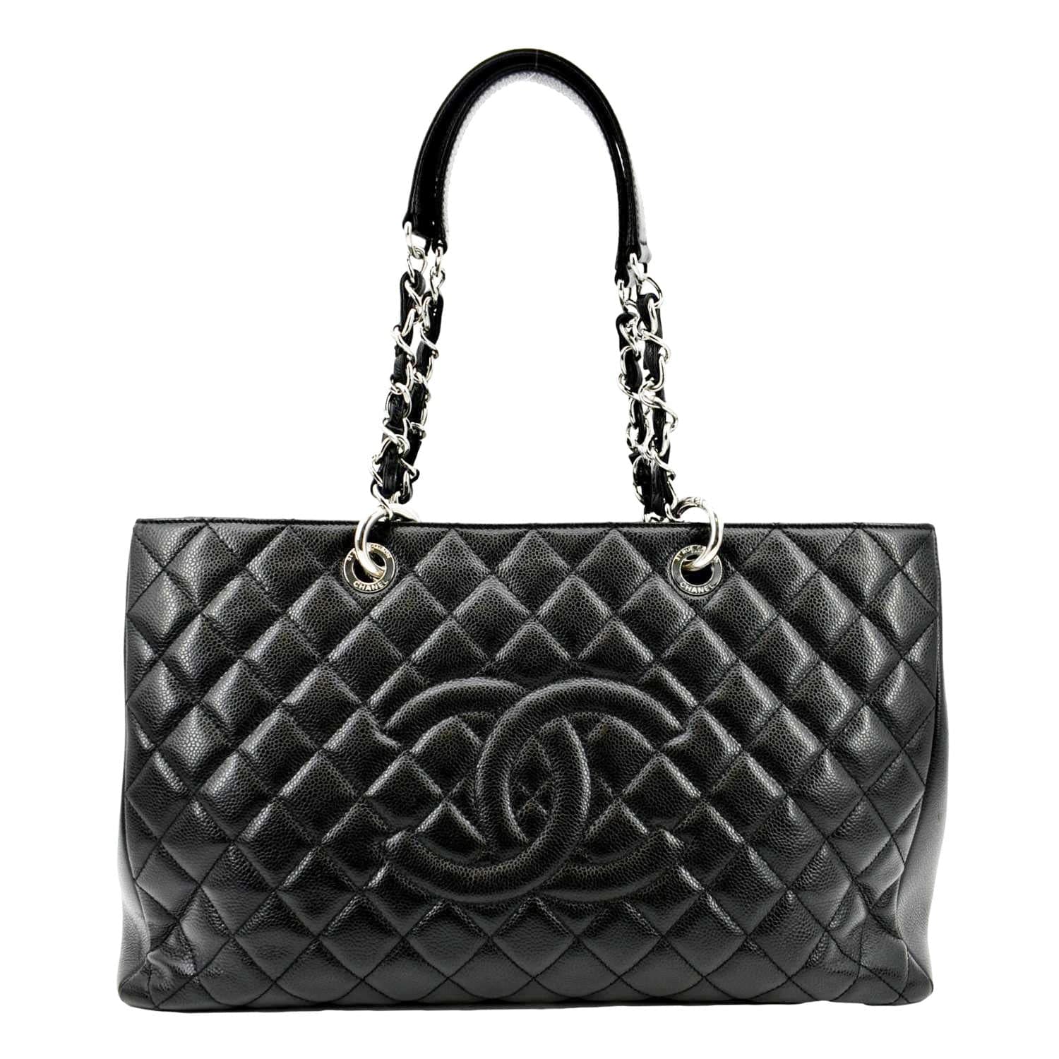 CHANEL XL Grand Quilted Caviar Leather Shopping Tote Bag Black