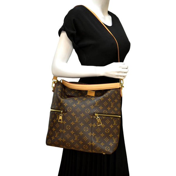 LOUIS VUITTON Melie Monogram Canvas Hobo Bag Brown