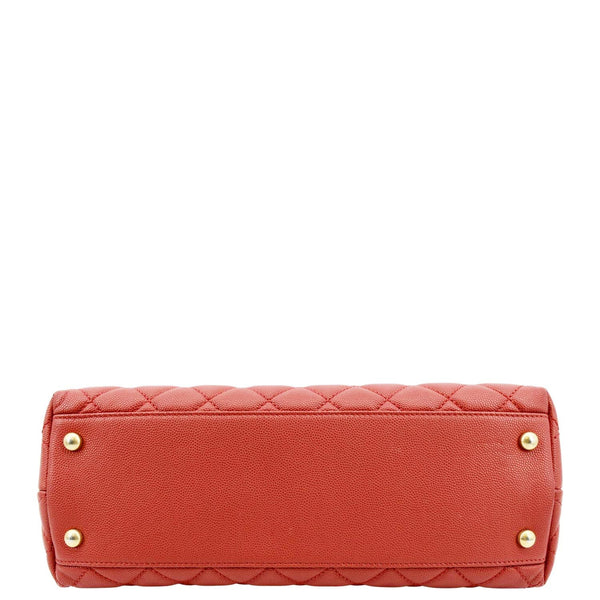 Chanel Medium Coco Leather Top Handle Shoulder Bag in Red Color- Bottom