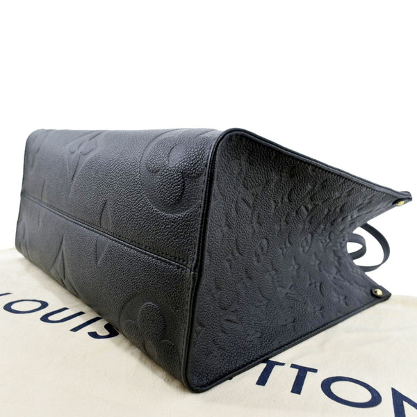 LOUIS VUITTON Onthego MM Giant Monogram Empreinte Leather Tote Bag Black
