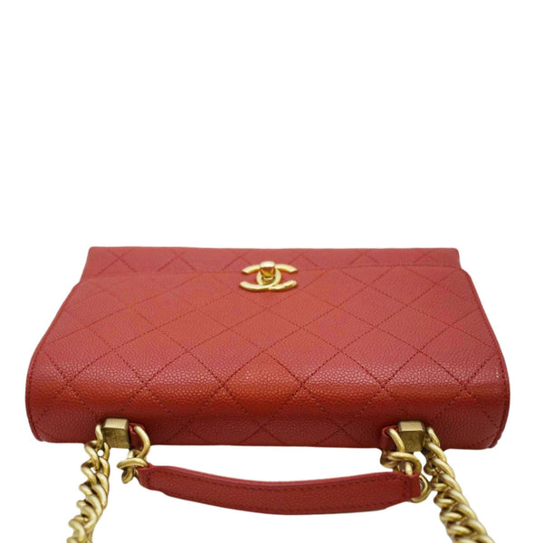 CHANEL Chic Affinity Stitched Small Flap Quilted Caviar Leather Crossbody Bag Red