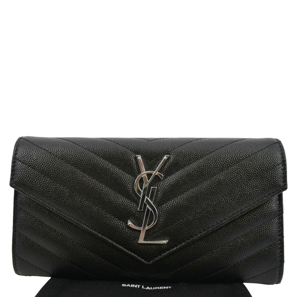 YVES SAINT LAURENT Monogram Grain De Poudre Leather Wallet Black