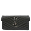 YVES SAINT LAURENT Monogram Grain De Poudre Leather Wallet Black