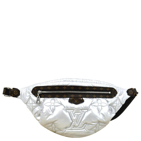 LOUIS VUITTON Nylon Monogram Canvas Maxi Bumbag Silver