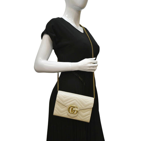 GUCCI GG Marmont Mini Matelasse Leather Crossbody Bag Ivory 474575
