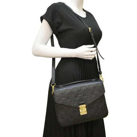 LOUIS VUITTON Metis Pochette Empreinte Leather Crossbody Bag Black