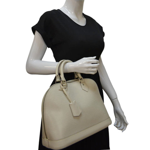 LOUIS VUITTON Alma PM Epi Leather Satchel Bag Ivory