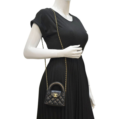 CHANEL AP3435 Kelly Quilted Aged Calfskin Leather Shoulder Bag Black