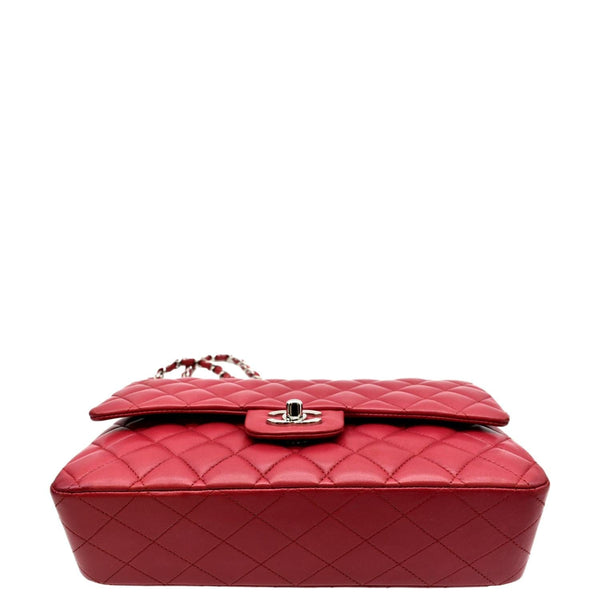 CHANEL Classic Medium Double Flap Quilted Leather Shoulder Bag Red