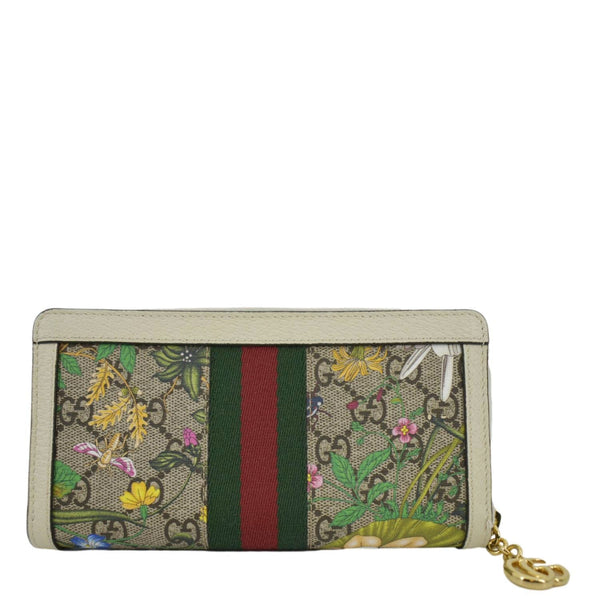 GUCCI Ophidia Flora Web GG Continental Supreme Canvas Wallet Beige 523154