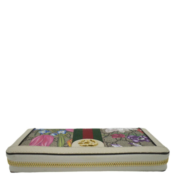 GUCCI Ophidia Flora Web GG Continental Supreme Canvas Wallet Beige 523154