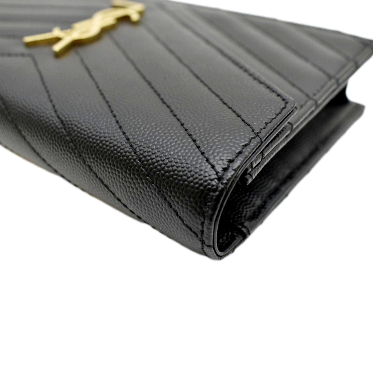 YSL Cassandre Matelasse Chain Wallet Crossbody Bag Black