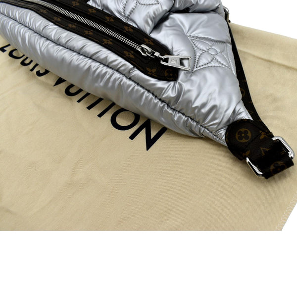 Louis Vuitton Nylon Monogram Canvas Maxi Bumbag in silver color - Left Side