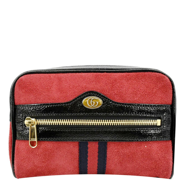 GUCCI Ophidia Small Suede Belt Waist Bag Red 517076