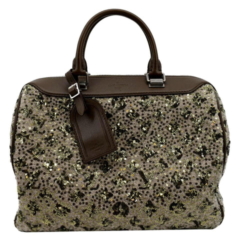 LOUIS VUITTON Speedy Sunshine Express 30 Monogram Sequin Satchel Bag Khaki