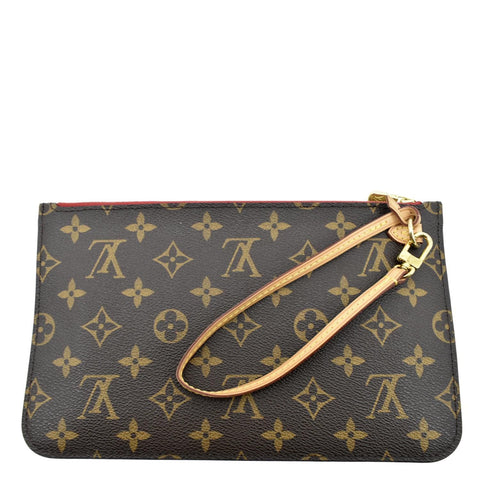 LOUIS VUITTON  Neverfull Monogram Canvas Pochette Wristlet Pouch Brown