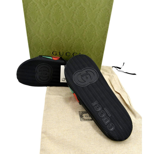 GUCCI Interlocking G Rubber Slides Sandals Black 655265 Size 11