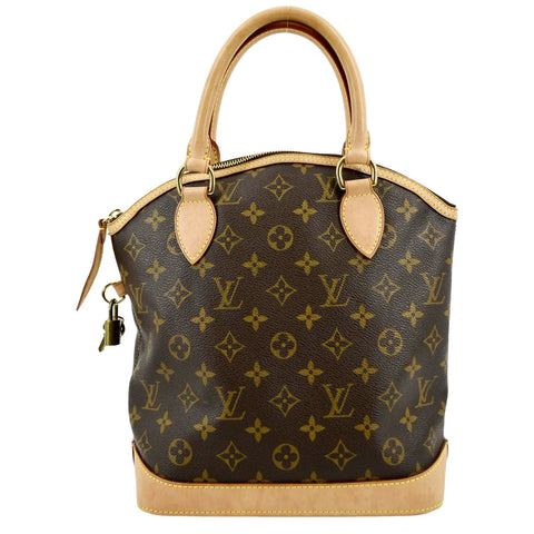 LOUIS VUITTON Lockit Vertical PM Monogram Canvas Tote Bag Brown