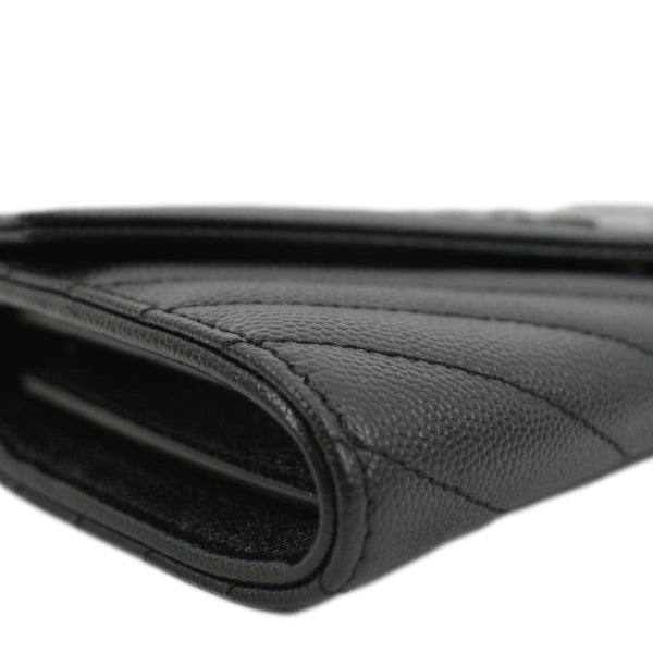 YVES SAINT LAURENT Monogram Grain De Poudre Leather Wallet Black