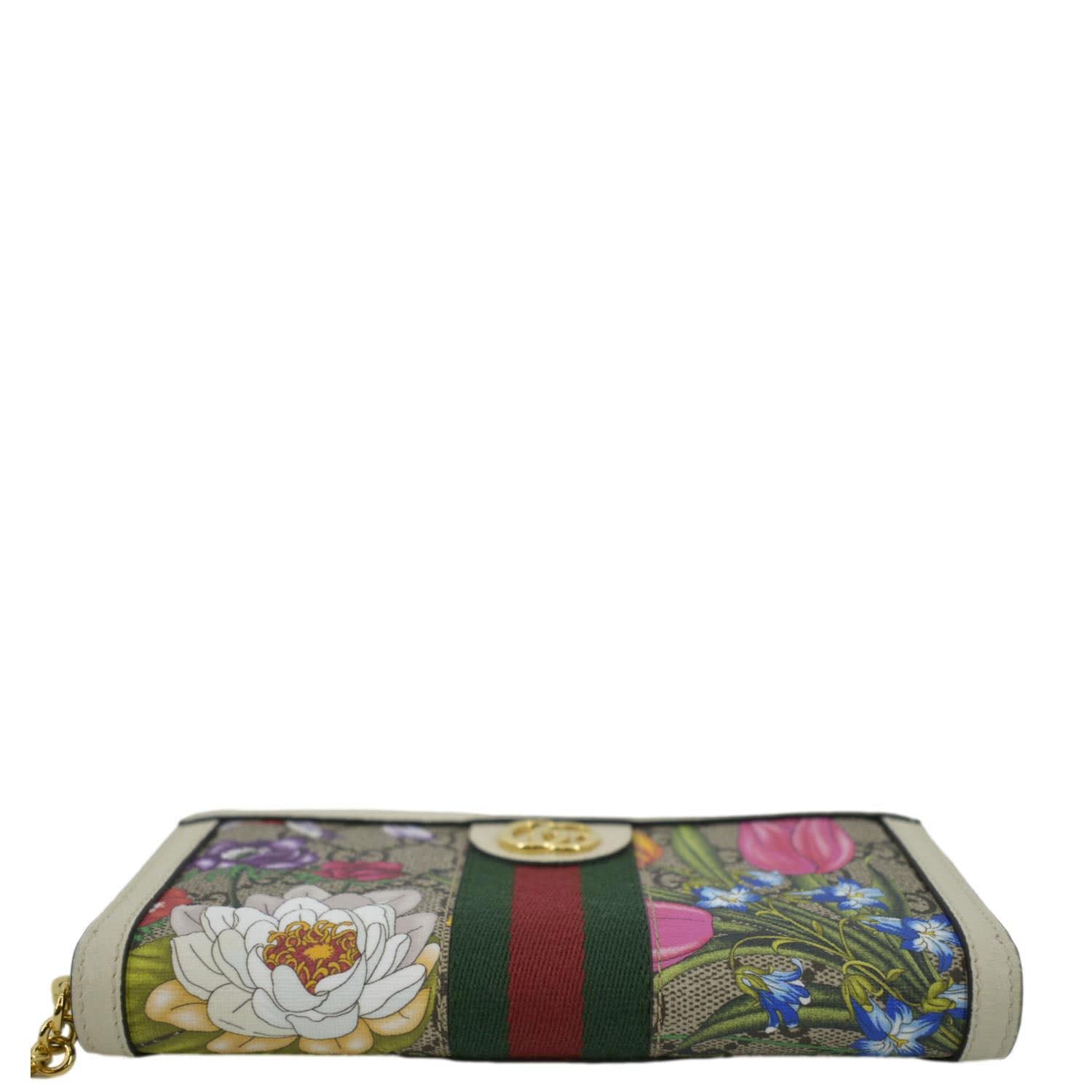 GUCCI Ophidia Flora Web GG Continental Supreme Canvas Wallet Beige 523
