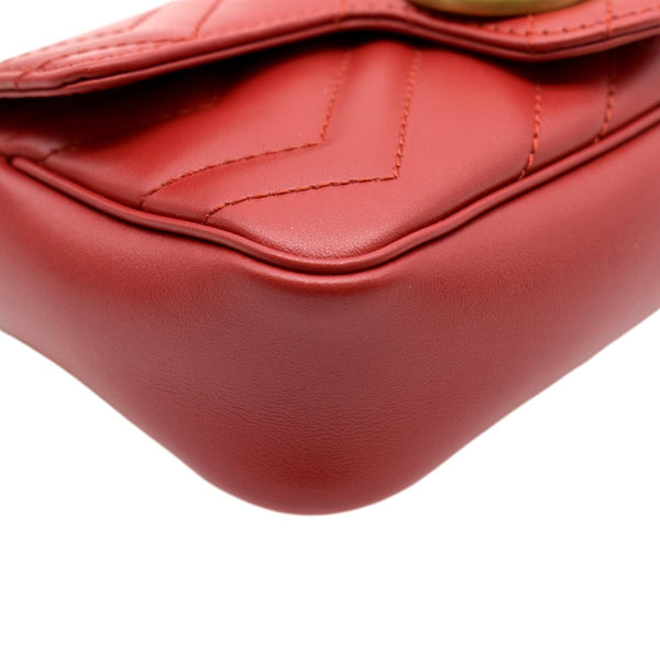GUCCI GG Marmont Super Mini Matelasse Leather Crossbody Bag Red 476433