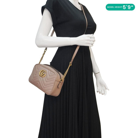 GUCCI GG Marmont Small Matelasse Camera Bag –  Model Wearing