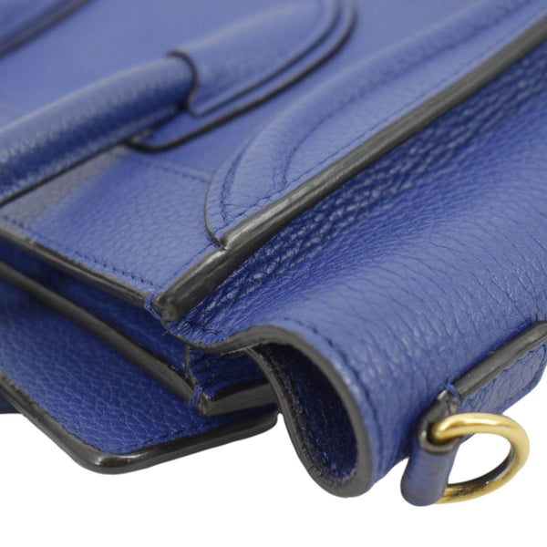 CELINE Nano Luggage Drummed Leather Tote Crossbody Bag Blue