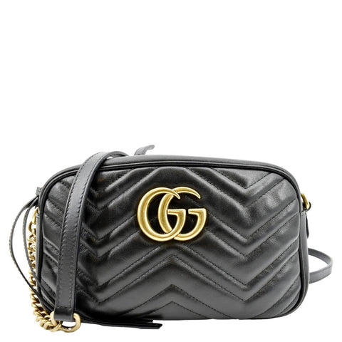 GUCCI GG Marmont Small Matelasse Leather Crossbody Bag Black 447632