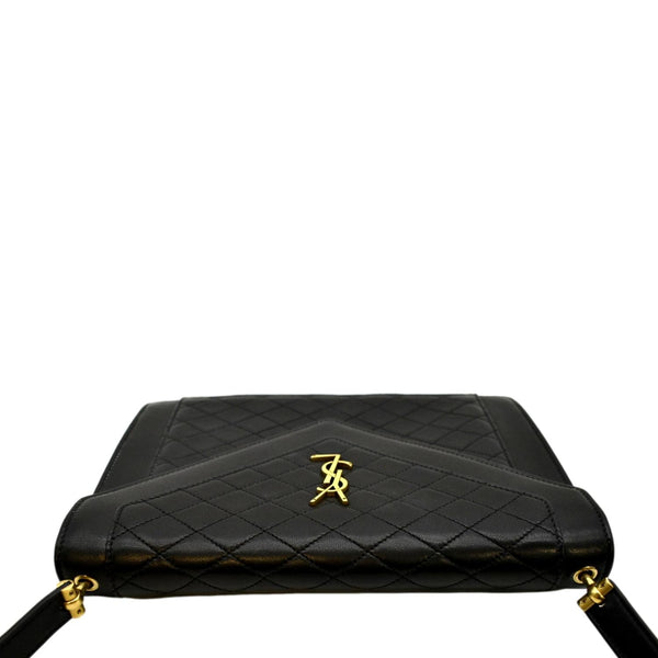 YVES SAINT LAURENT Gaby Small Envelope Quilted Leather Wallet Black