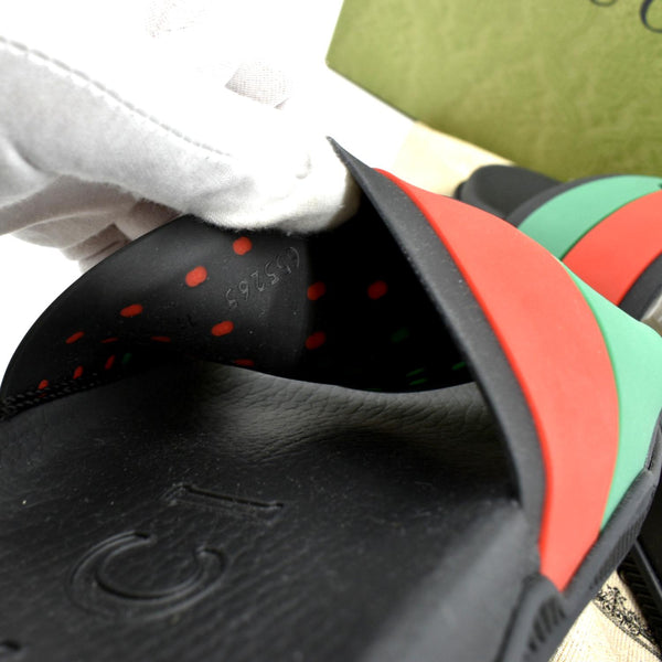 GUCCI Interlocking G Rubber Slides Sandals Black 655265 Size 11
