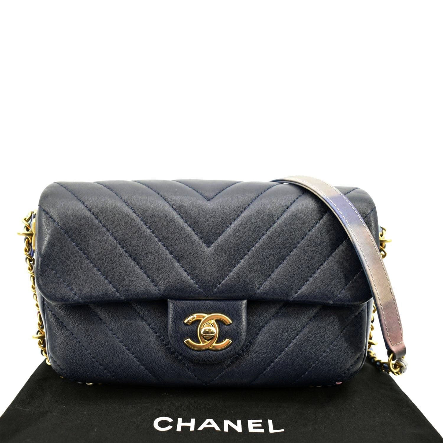 chanel blue bag mini leather