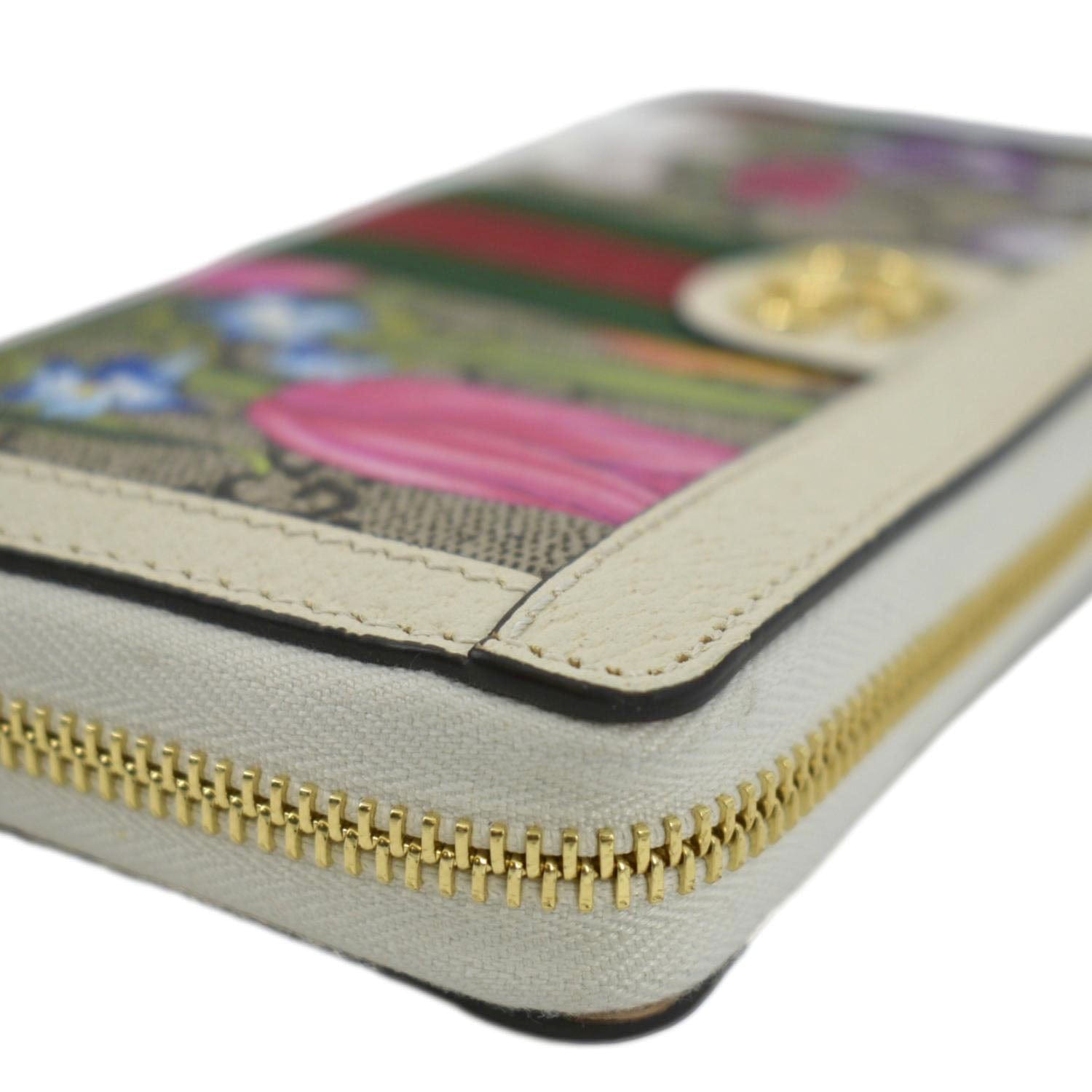 GUCCI Ophidia Flora Web GG Continental Supreme Canvas Wallet Beige 523