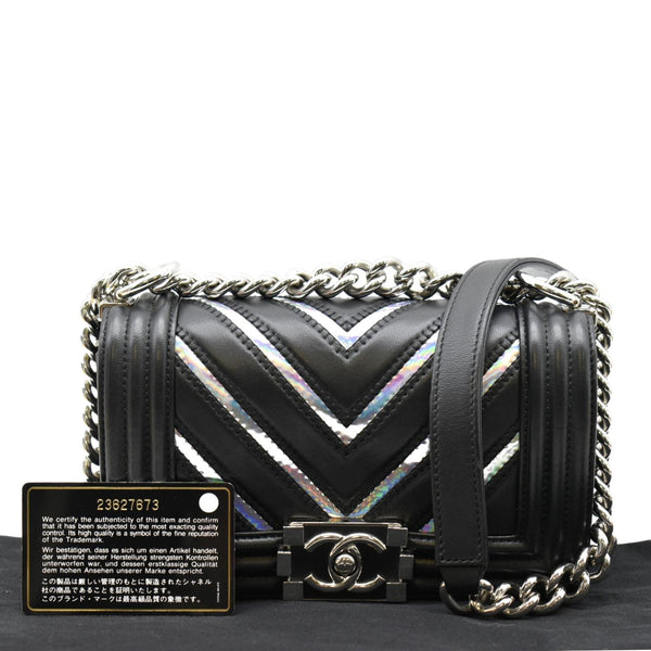 Chanel Boy Chevron Leather Holographic Crossbody Bag - Product