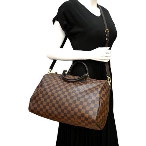 LOUIS VUITTON Speedy 35 Bandouliere Damier Ebene Shoulder Bag Brown