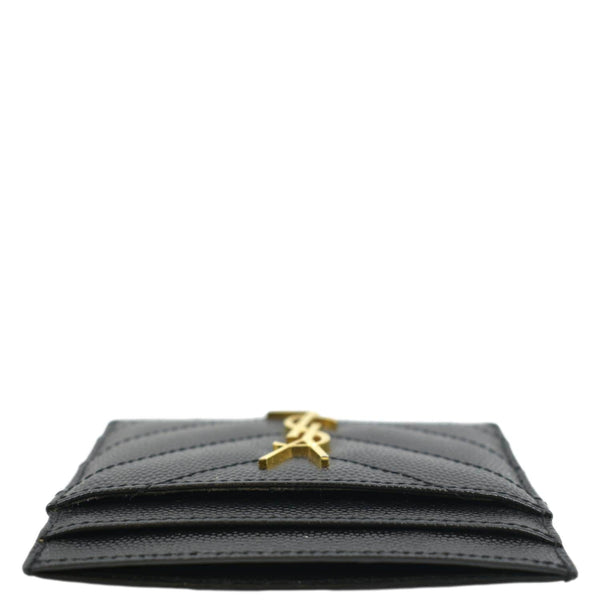 YVES SAINT LAURENT Cassandre Monogram Grain De Poudre Leather Card Holder Black