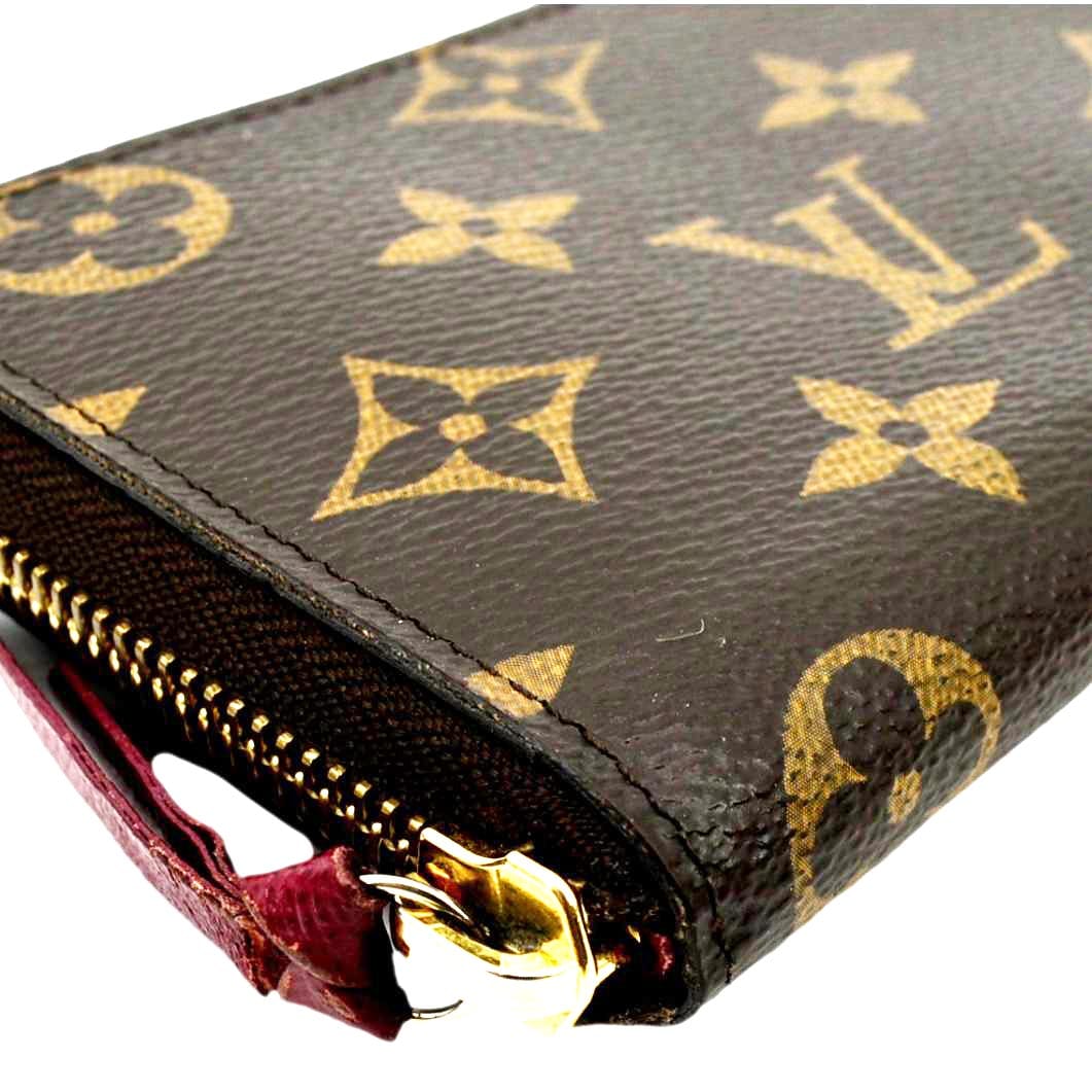Louis Vuitton Clemence Monogram Canvas Zippy Wallet Brown