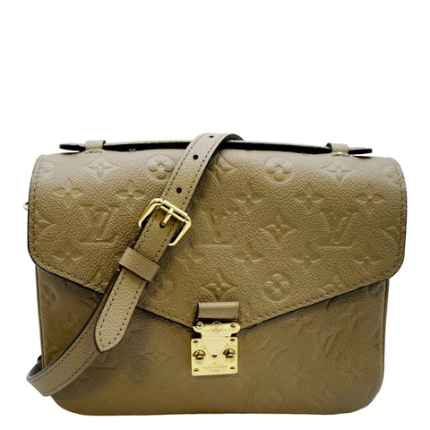 LOUIS VUITTON Women Metis Pochette Empreinte Leather Crossbody Bag Taupe