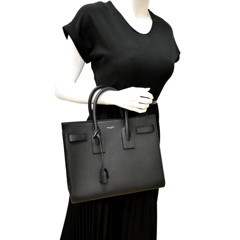 YVES SAINT LAURENT Sac de Jour Leather Satchel Shoulder Bag Black